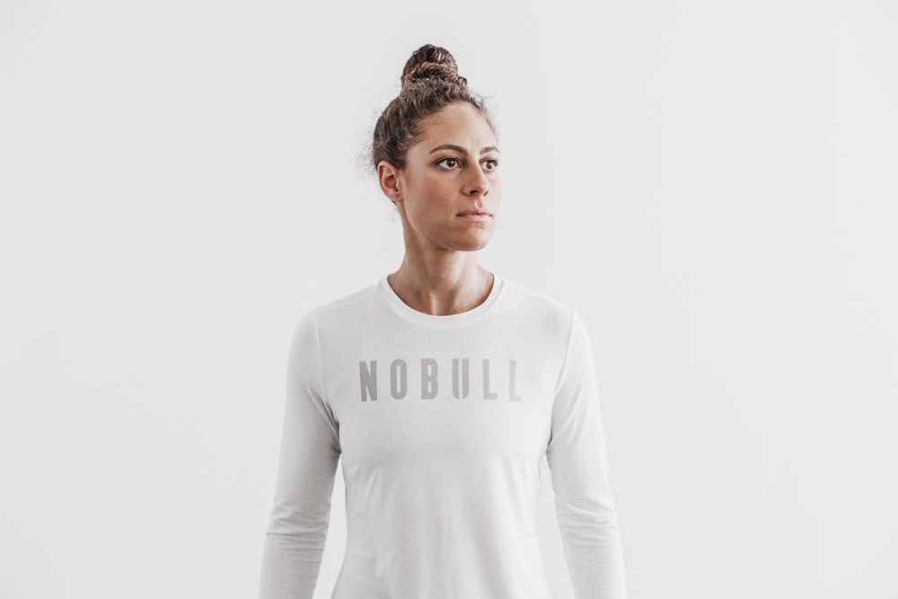 NOBULL Women's Long Sleeve Tee - White - Ireland (1803VMOBD)